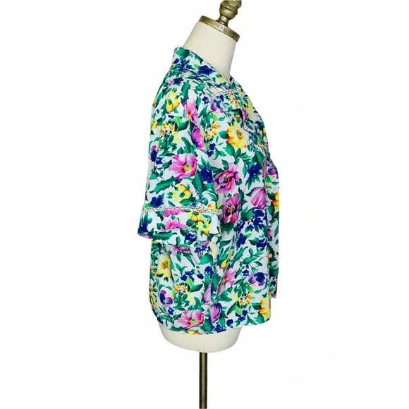 Vintage VS Victoria's Secret Gold Label Floral Sleep Top SMALL 2623 - Picture 2 of 7